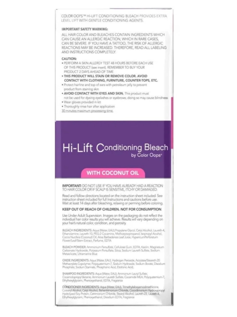 Color Oops Hi-Lift Conditioning Bleach with Coconut Oil (2) - Picture 3 of 4